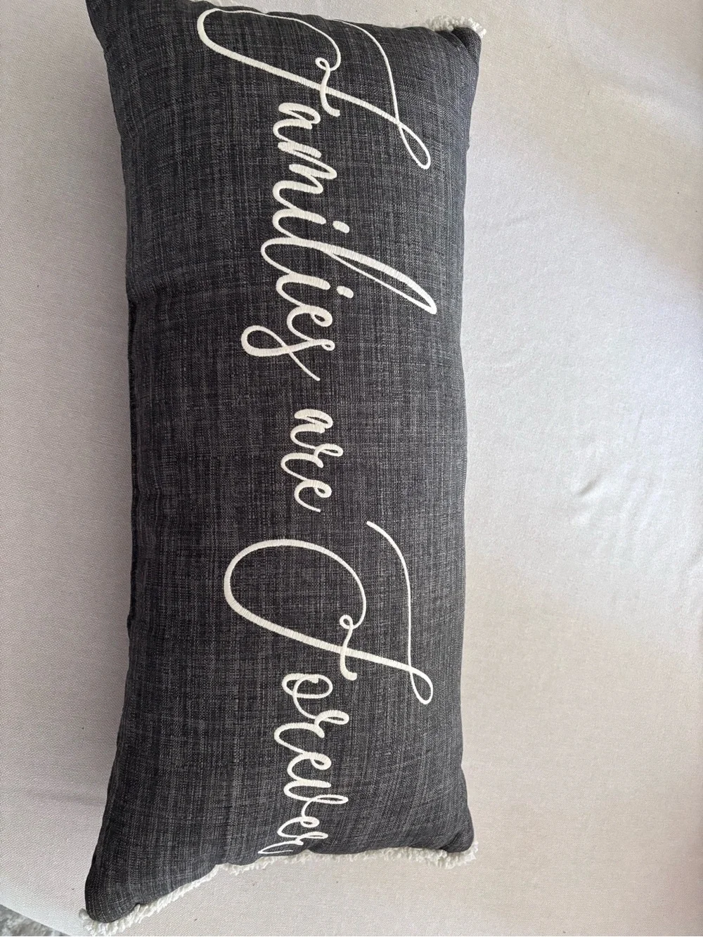 Studiochic Home Gray Decorative Pillow with White Script 